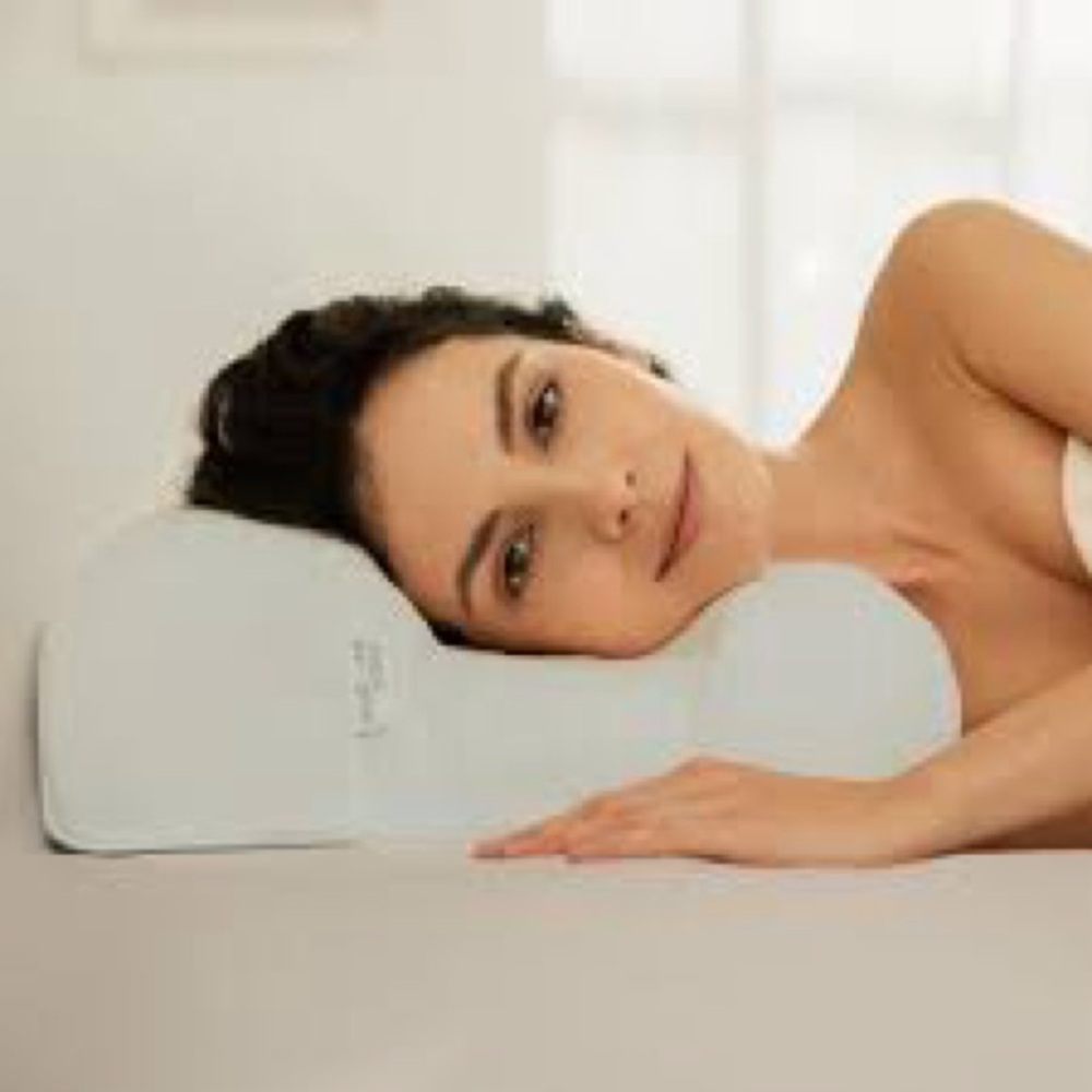 Sleep & Glow Omnia Ergonomic Memory Foam Contour Pillow with White Silk Cover